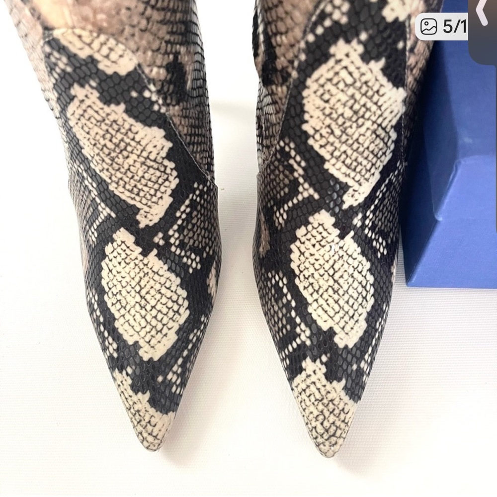 Stuart Weitzman Black and Cream Python Print Boot… - image 5